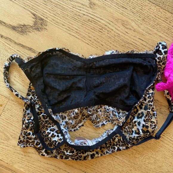 NWOT La Senza Set of 2 Lace Bralettes Bright Pink and Leopard Print Size Small - Picture 11 of 13